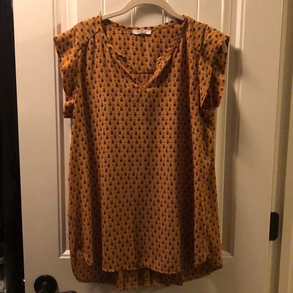 Pleione blouse mustard with small flowers